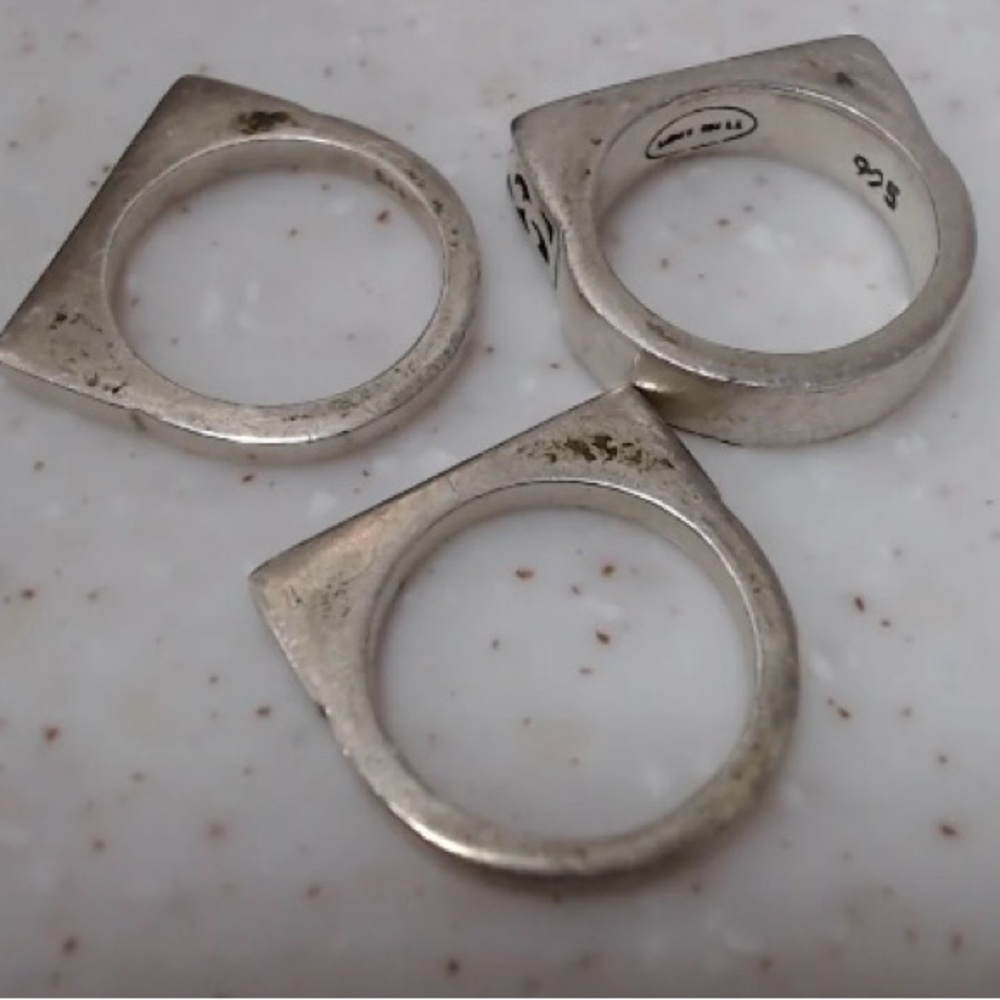 Lois Hill Sterling Silver Ornate Scroll Flat Top Stackable Three Ring Set - Picture 5 of 12